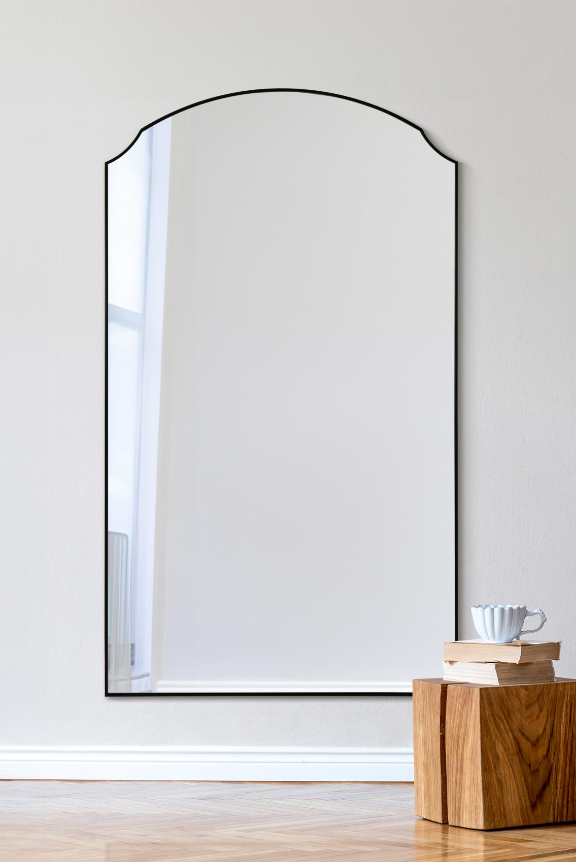 The Curva - Sleek Black Trimmed Dual Arch Leaner & Wall Mirror 63"x35" (160cm X 90cm) with Premium Inset Glass-7