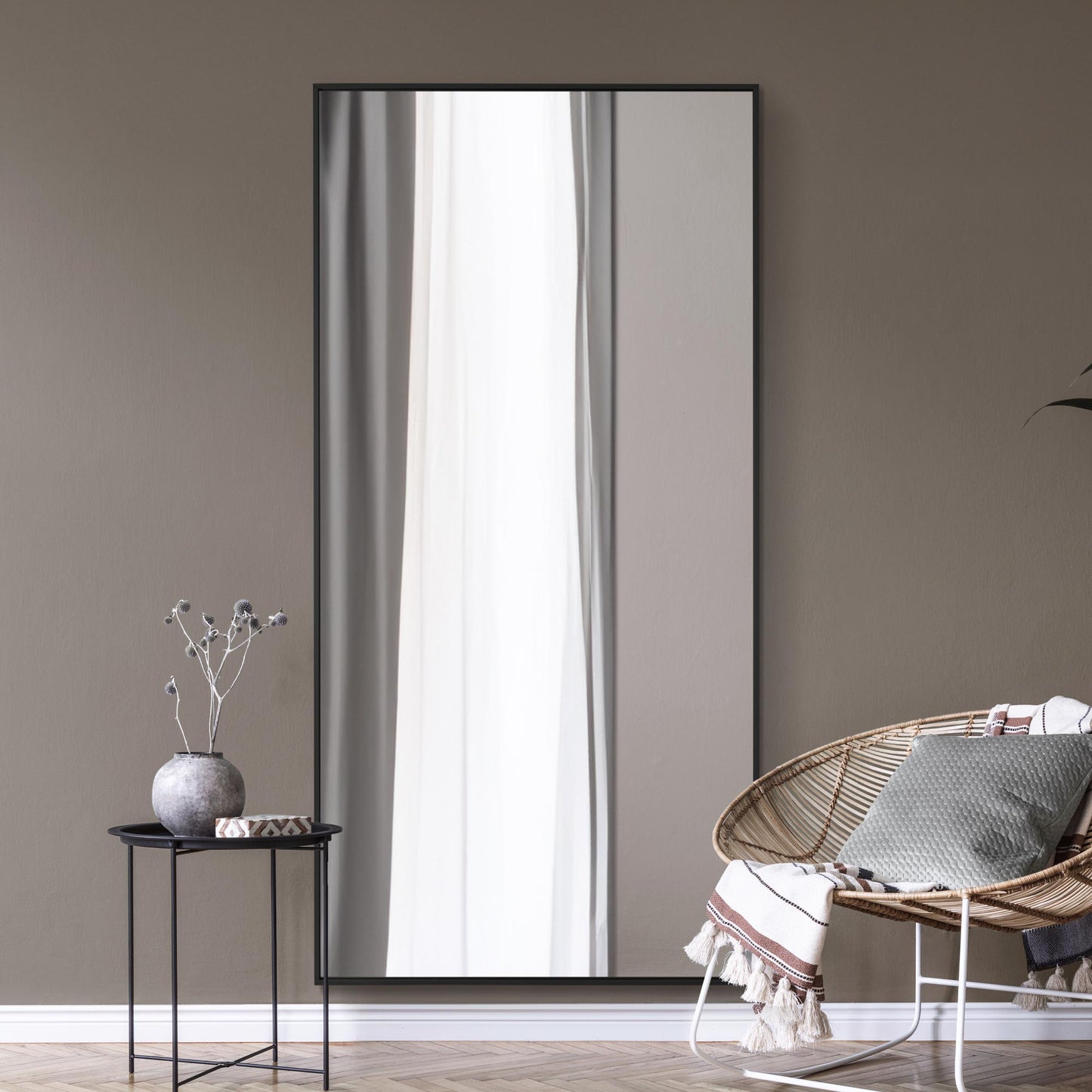 The Artus - 79" X 39" (200CM X 100CM) Black Aluminum Framed Wall Mirror-5