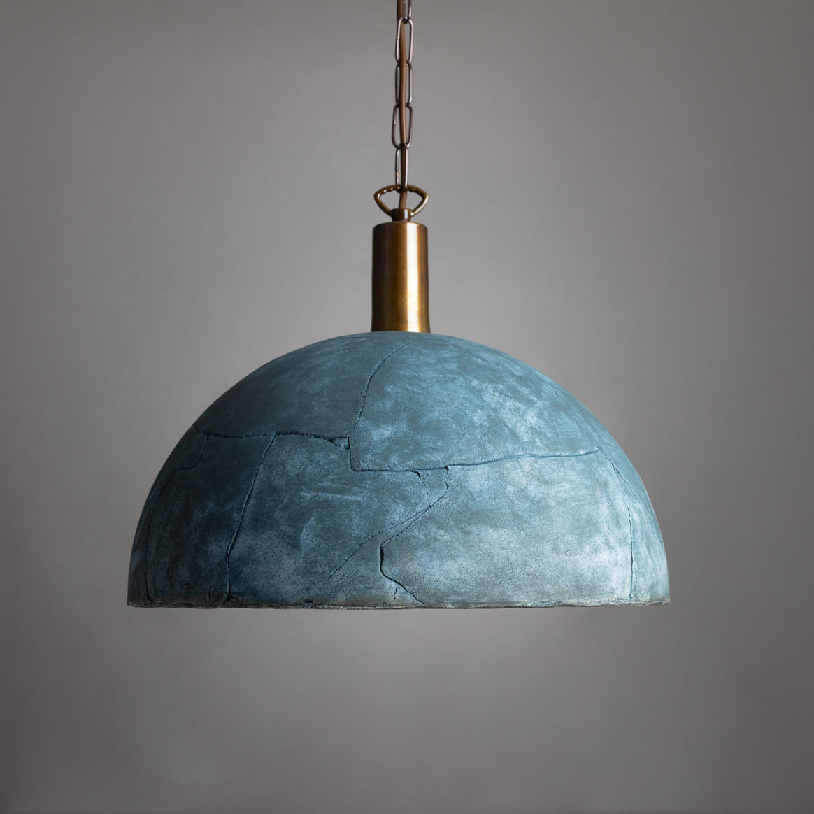 Kauri Organic Ceramic Dome Pendant Light 37cm, Blue Earth