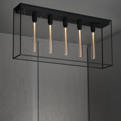 Caged Ceiling Light 5.0, Black marble on angled view.