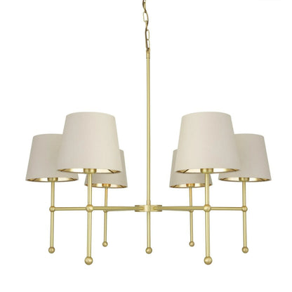 California Modern Brass Chandelier, Six-Arm, packshot