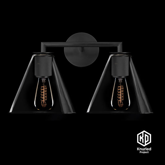 Matte Black Shade Double Wall Light + Cone Shade product shot