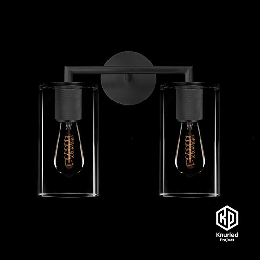 Matte Black Shade Double Wall Light + Cylinder Shade product shot