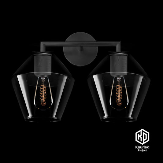 Matte Black Shade Double Wall Light + Diamond Shade product shot