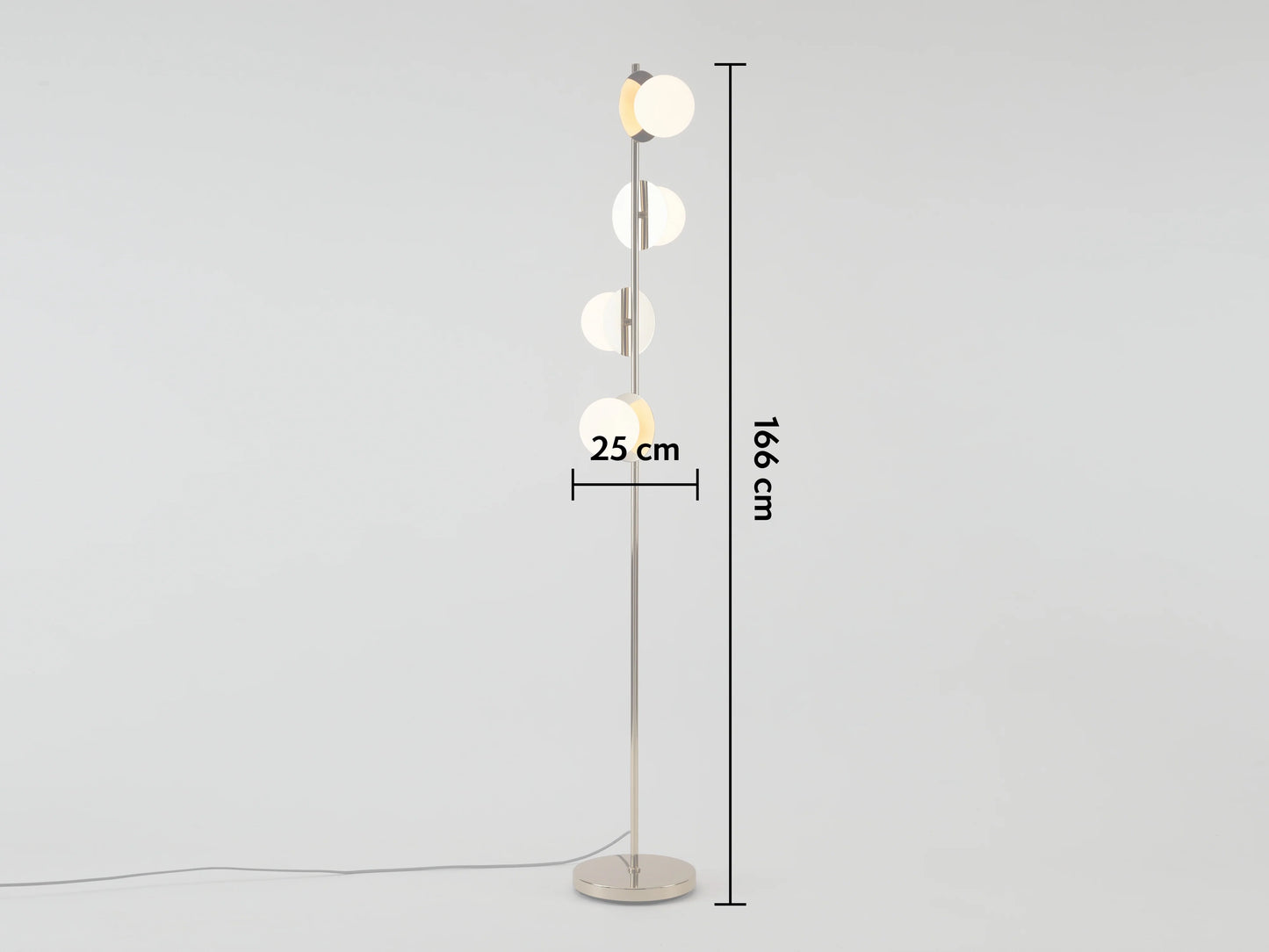 brass Opal Disk Floor Lamp, dimensions.