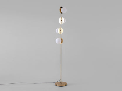 brass Opal Disk Floor Lamp, on front view.