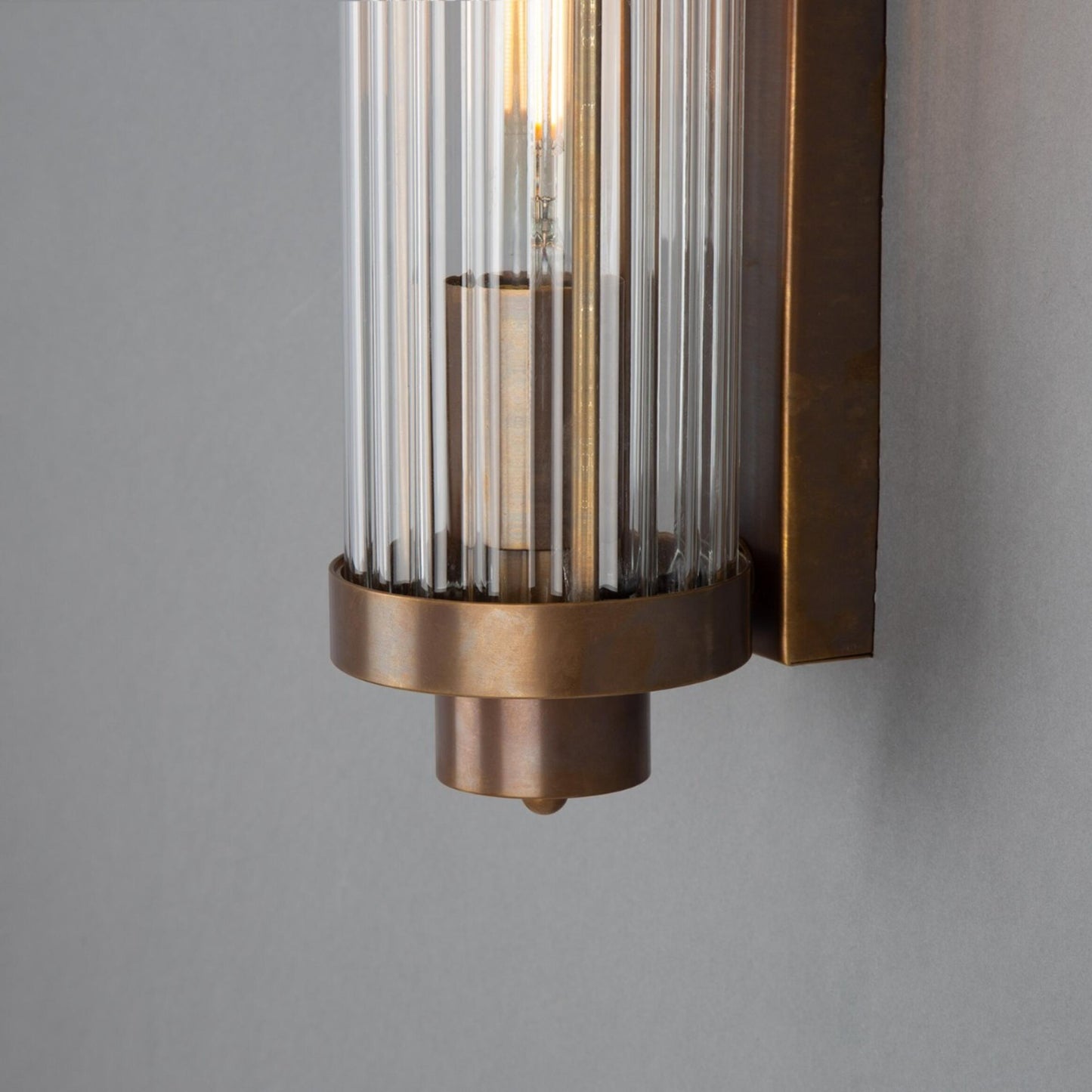 Louise Vintage Rippled Glass and Brass Bathroom Wall Light IP44