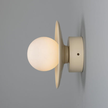 Aosta Brass Disc Bathroom Wall Light with Glass Globe IP65