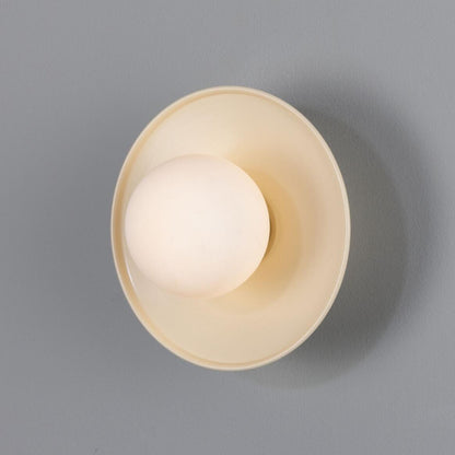 Aosta Brass Disc Bathroom Wall Light with Glass Globe IP65