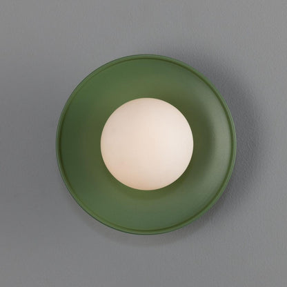 Aosta Brass Disc Bathroom Wall Light with Glass Globe IP65