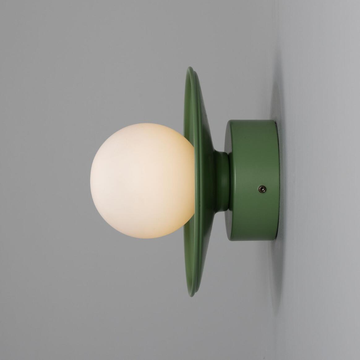 Aosta Brass Disc Bathroom Wall Light with Glass Globe IP65