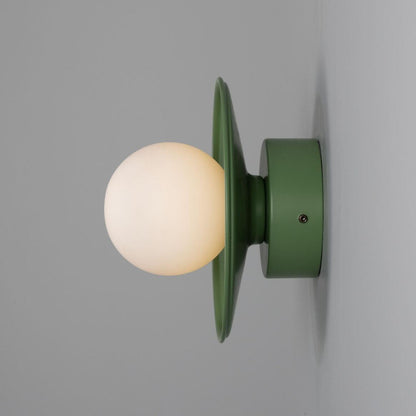 Aosta Brass Disc Bathroom Wall Light with Glass Globe IP65