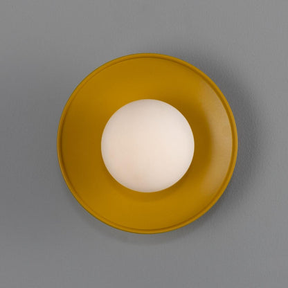 Aosta Brass Disc Bathroom Wall Light with Glass Globe IP65