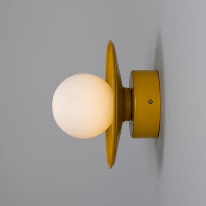 Aosta Brass Disc Bathroom Wall Light with Glass Globe IP65