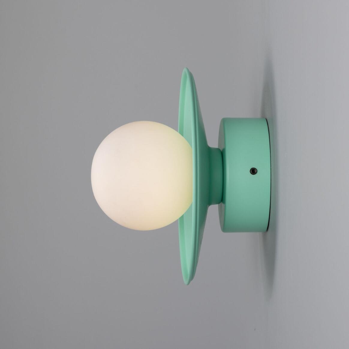 Aosta Brass Disc Bathroom Wall Light with Glass Globe IP65