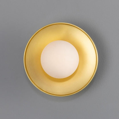 Aosta Brass Disc Bathroom Wall Light with Glass Globe IP65