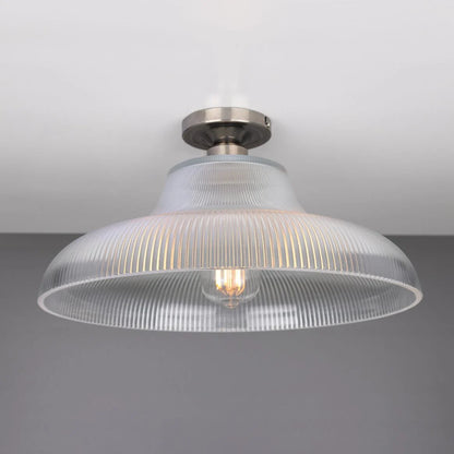 Mono Holophane Glass Flush Ceiling Light 40cm