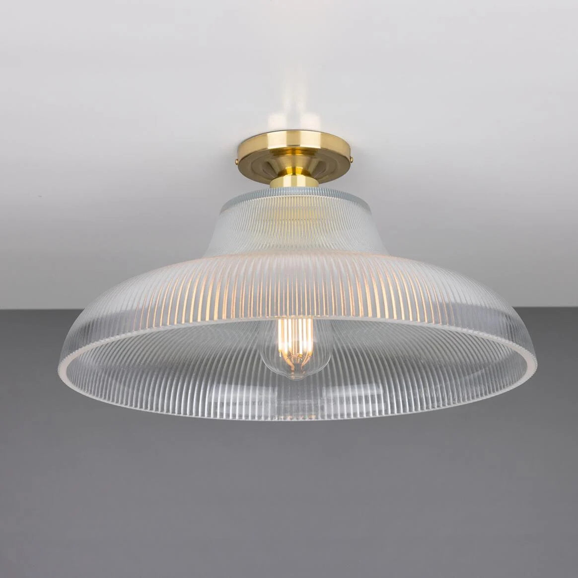 Mono Holophane Glass Flush Ceiling Light 40cm