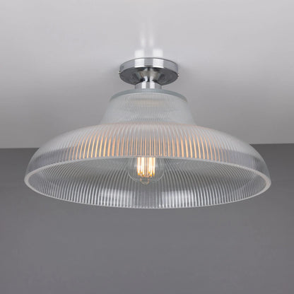 Mono Holophane Glass Flush Ceiling Light 40cm