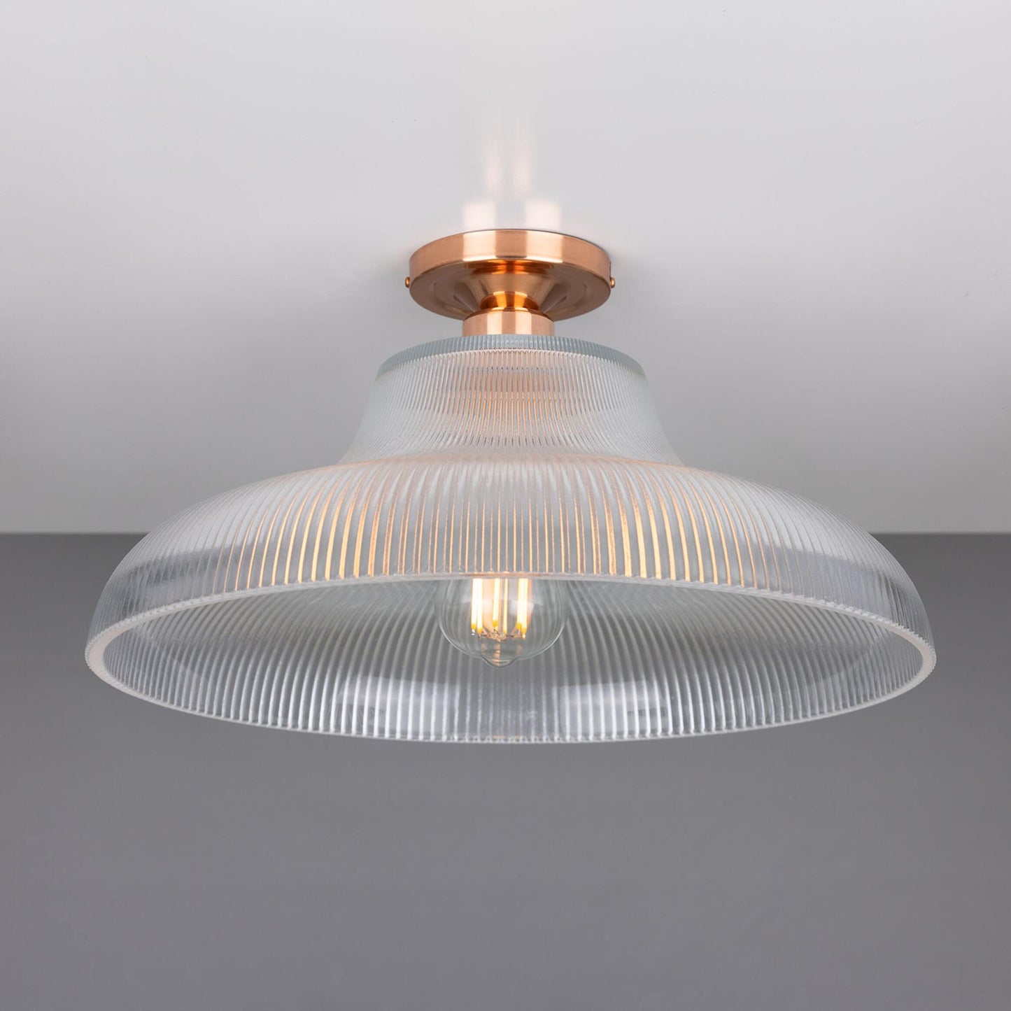 Mono Holophane Glass Flush Ceiling Light 40cm