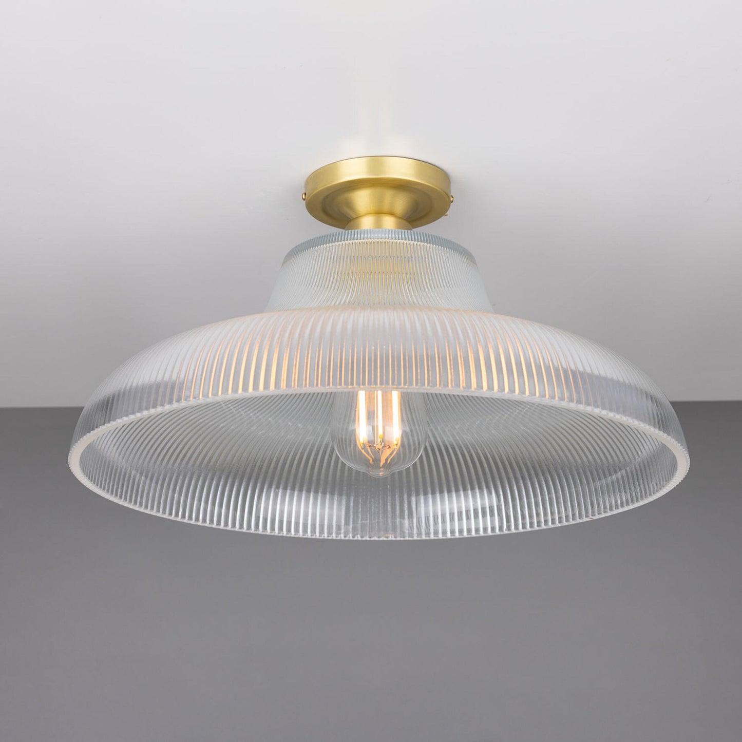 Mono Holophane Glass Flush Ceiling Light 40cm