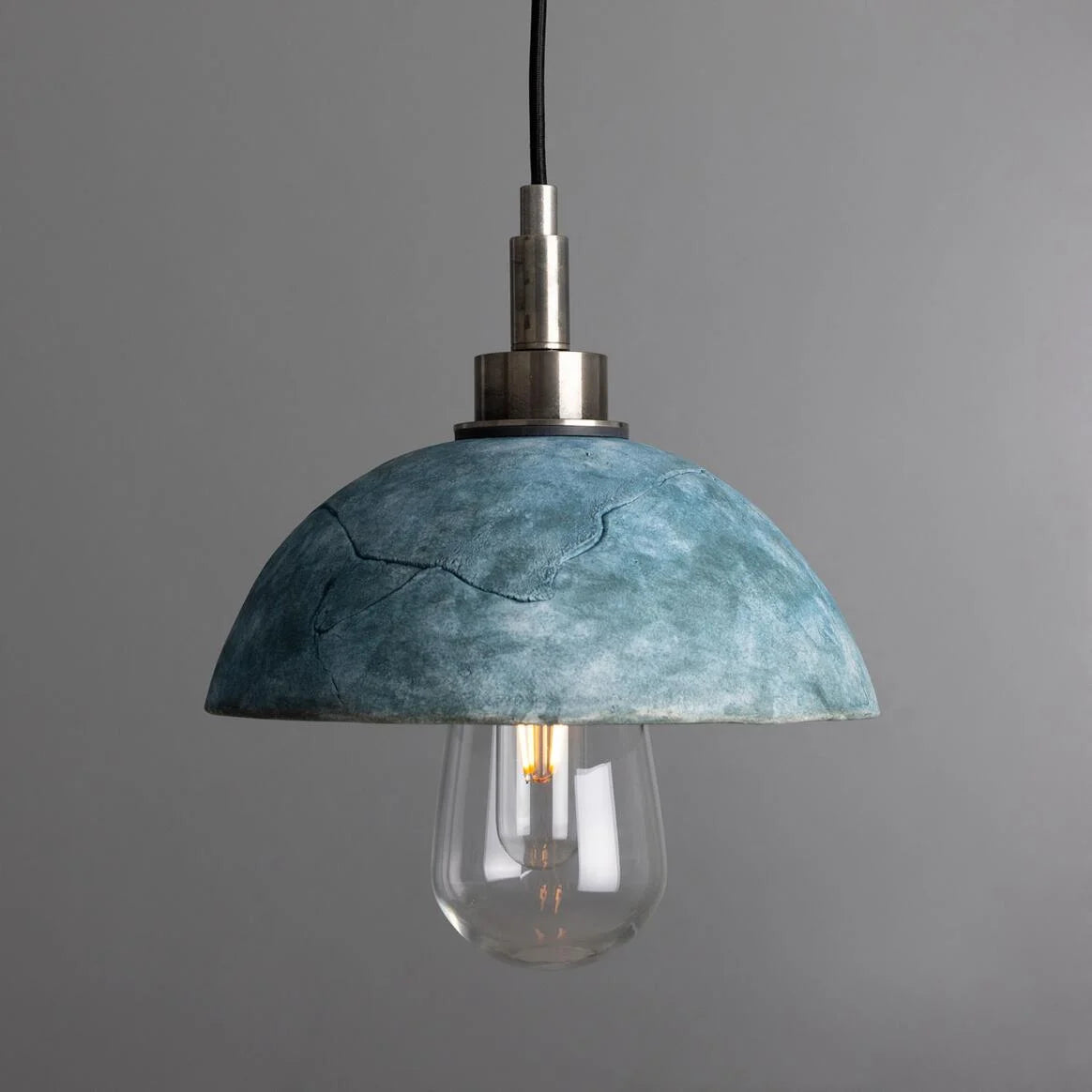 Kingii Ceramic Dome Bathroom Pendant Light 20cm, Blue Earth IP44