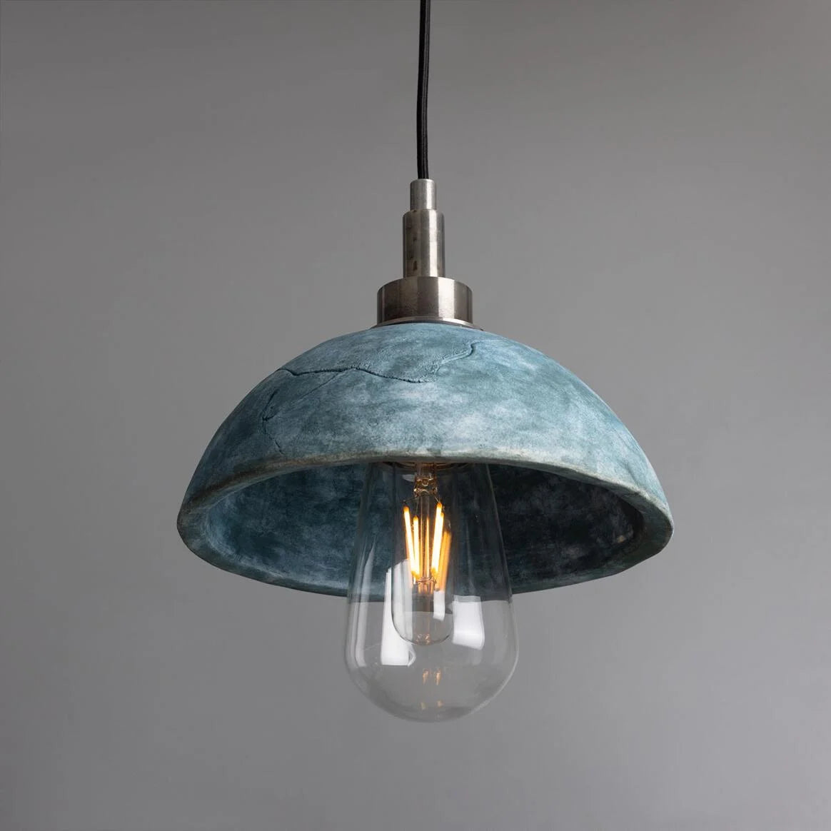 Kingii Ceramic Dome Bathroom Pendant Light 20cm, Blue Earth IP44