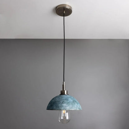 Kingii Ceramic Dome Bathroom Pendant Light 20cm, Blue Earth IP44