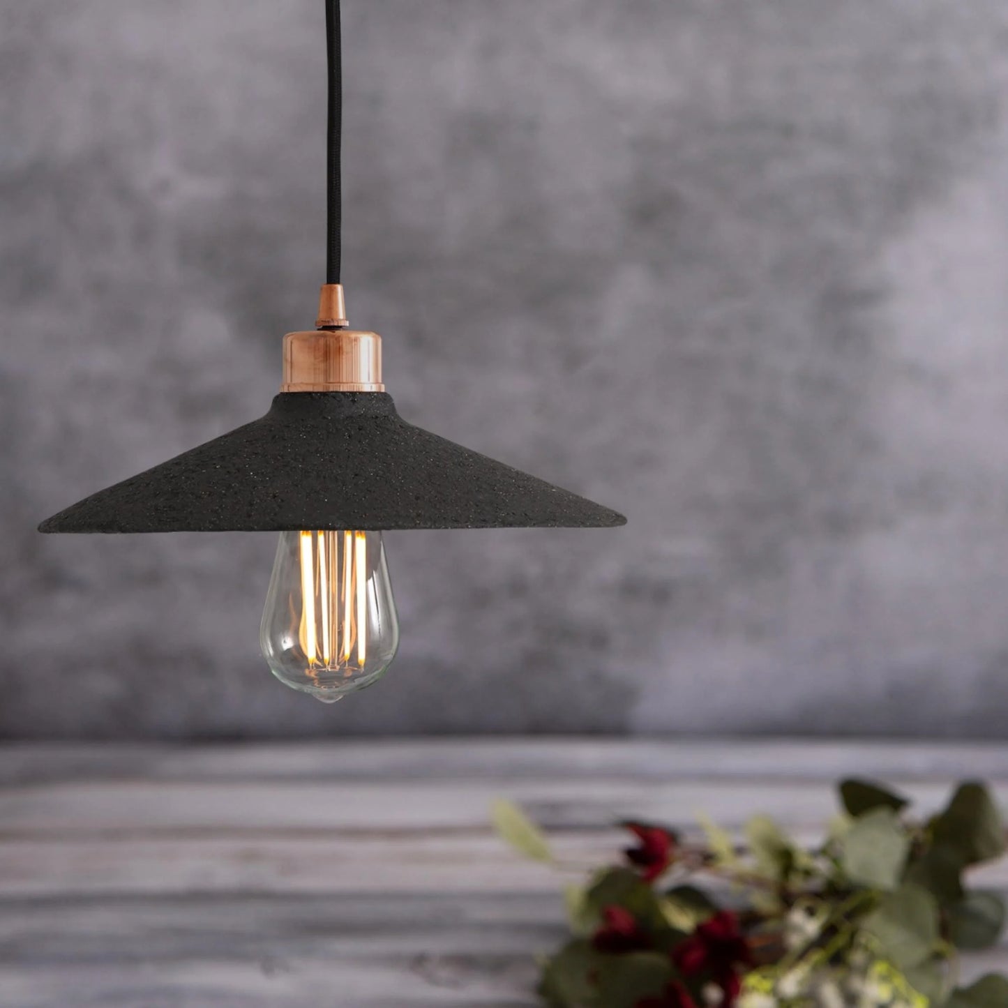 Pyrus Ceramic Pendant Light 28cm, Black Clay