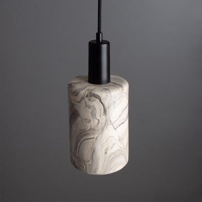 Senna Marbled Ceramic Cylinder Pendant Light 12cm, product shot