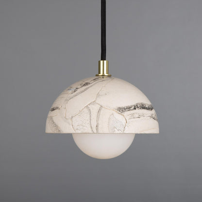 Ferox Small Marbled Ceramic Dome Pendant Light 14cm