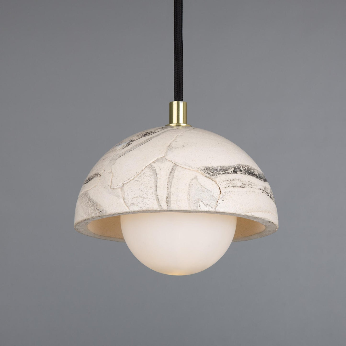 Ferox Small Marbled Ceramic Dome Pendant Light 14cm, packshot