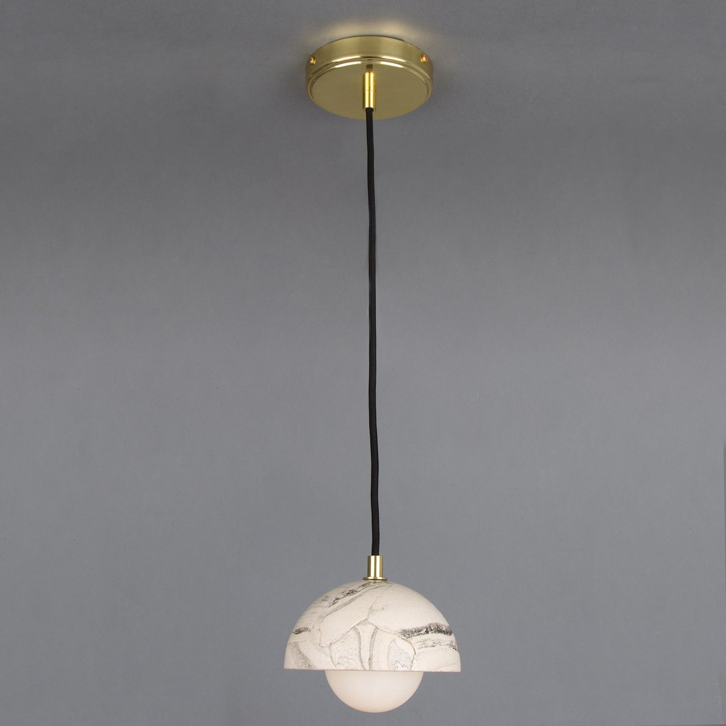 Ferox Small Marbled Ceramic Dome Pendant Light 14cm, packshot