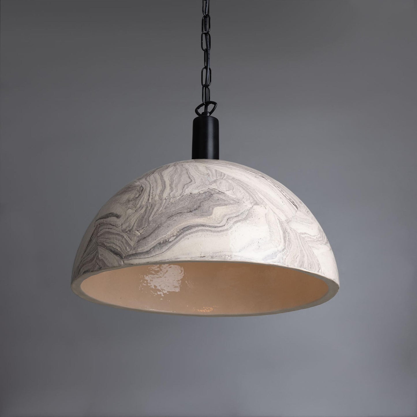 Kauri Marbled Ceramic Dome Pendant Light 37cm