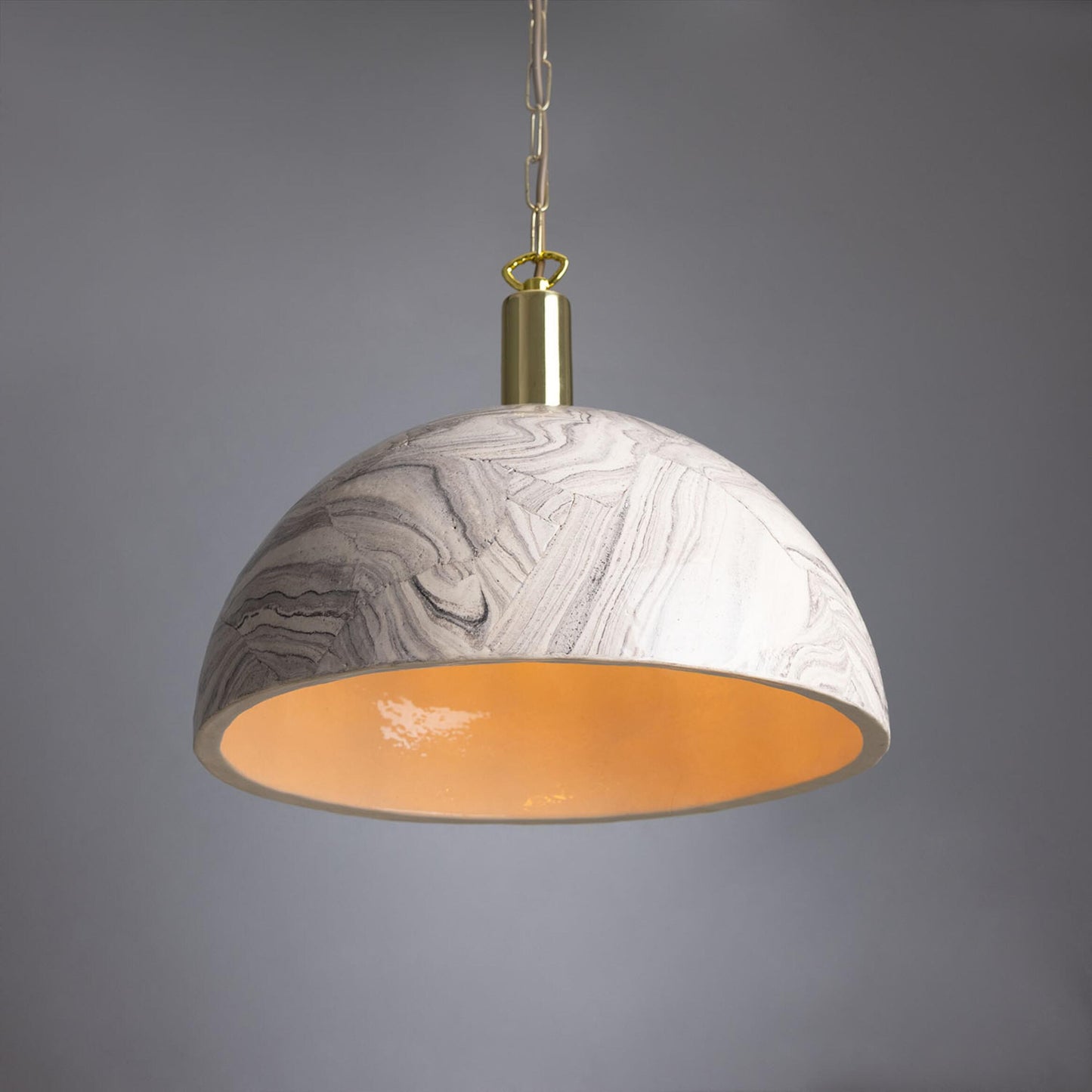 Kauri Marbled Ceramic Dome Pendant Light 37cm