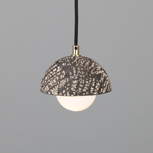 Ferox Small Ceramic Dome Pendant Light 14cm, Black Clay, packshot