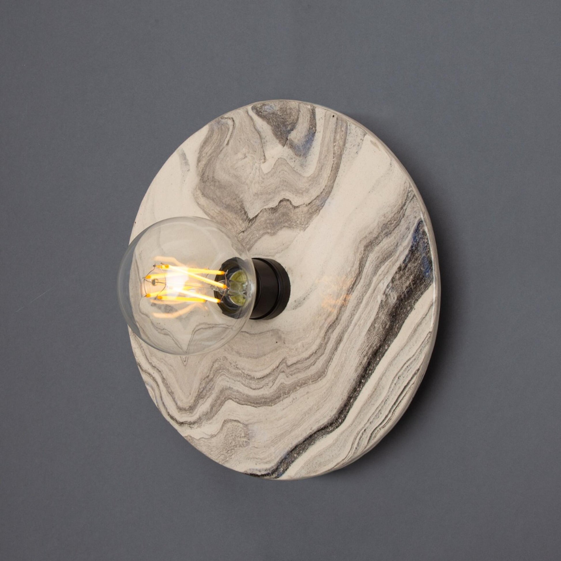 Bog Oak Marbled Ceramic Disc Wall Light, packshot