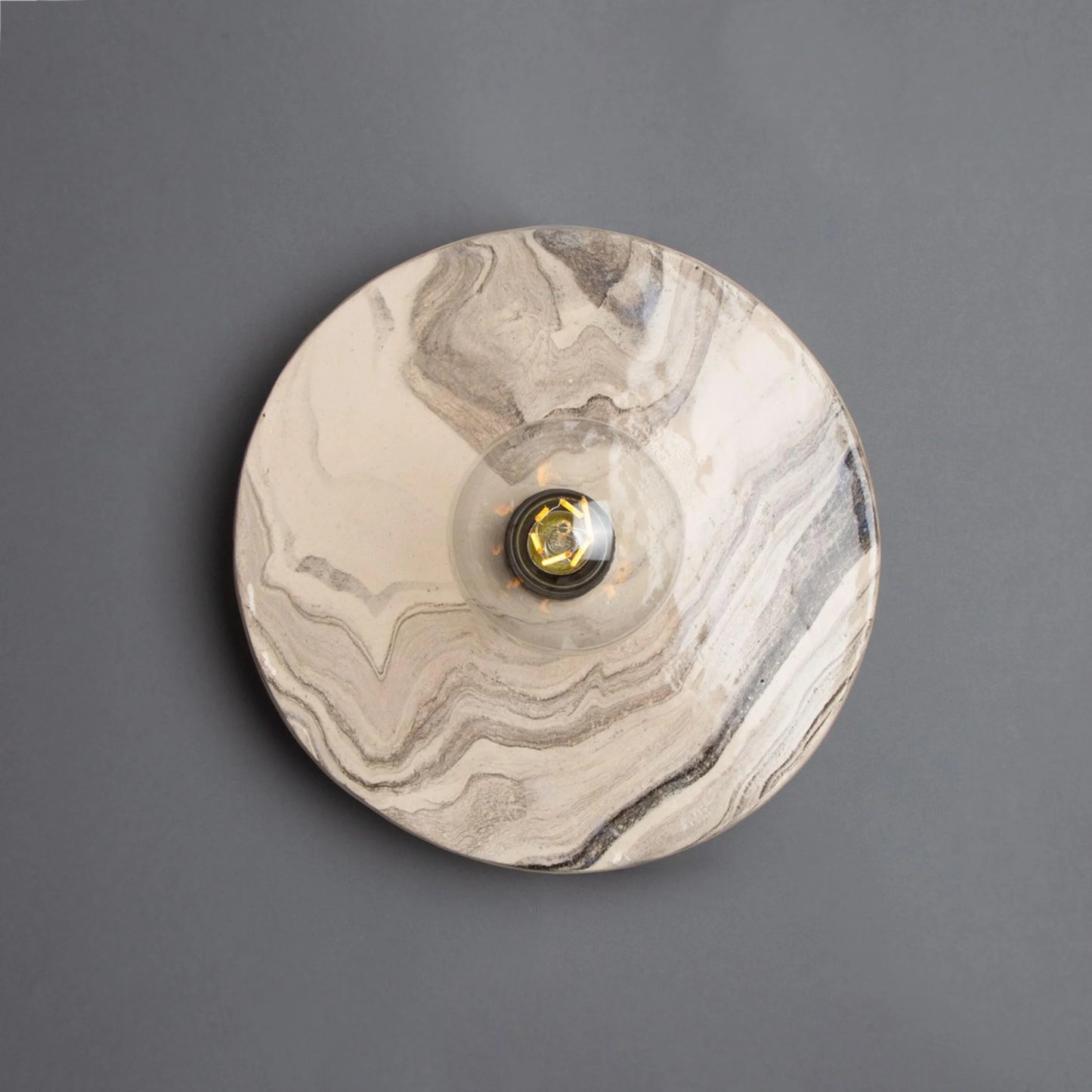 Bog Oak Marbled Ceramic Disc Wall Light, packshot