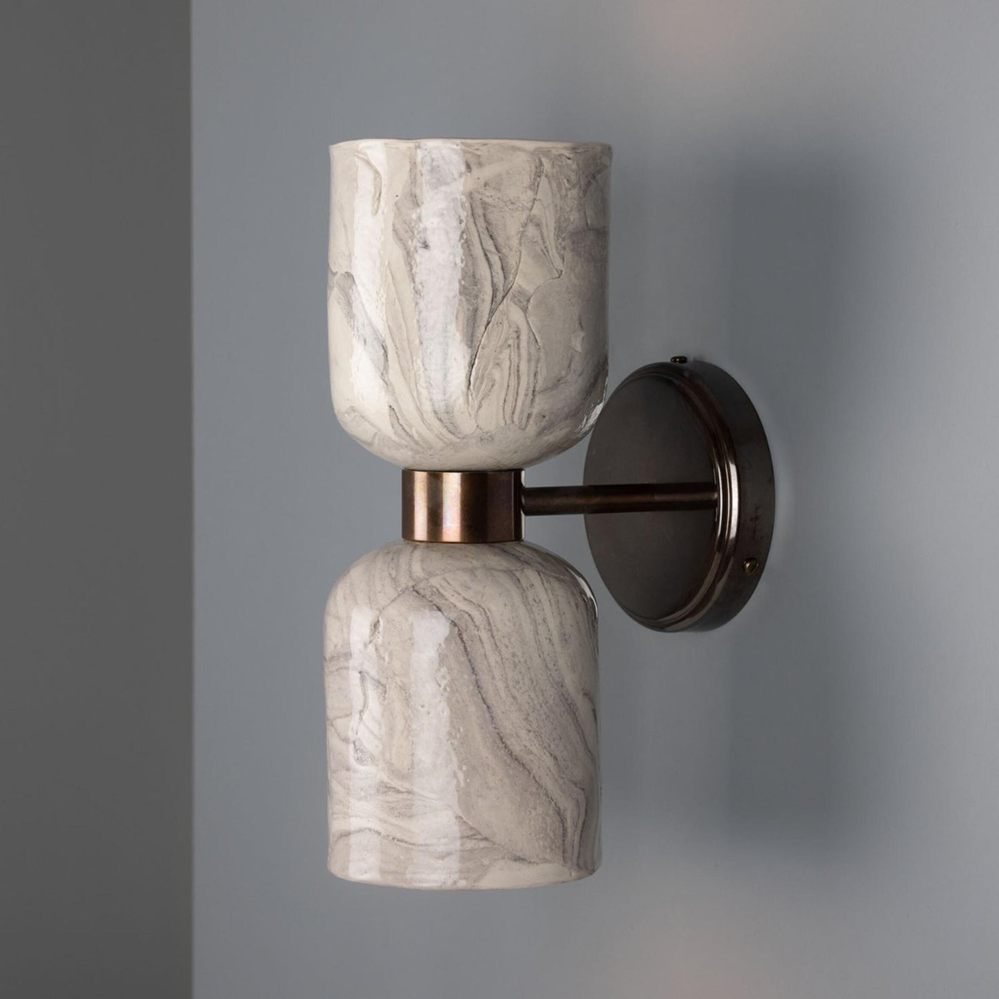 Sakura Marbled Ceramic and Brass Double Wall Light, product shot