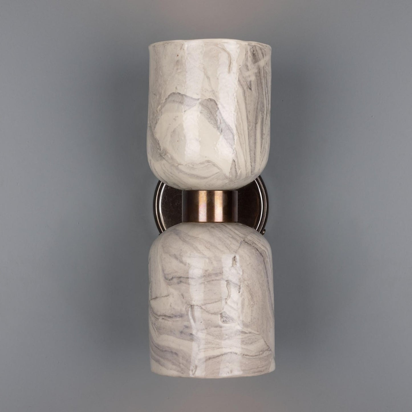 Sakura Marbled Ceramic and Brass Double Wall Light, product shot