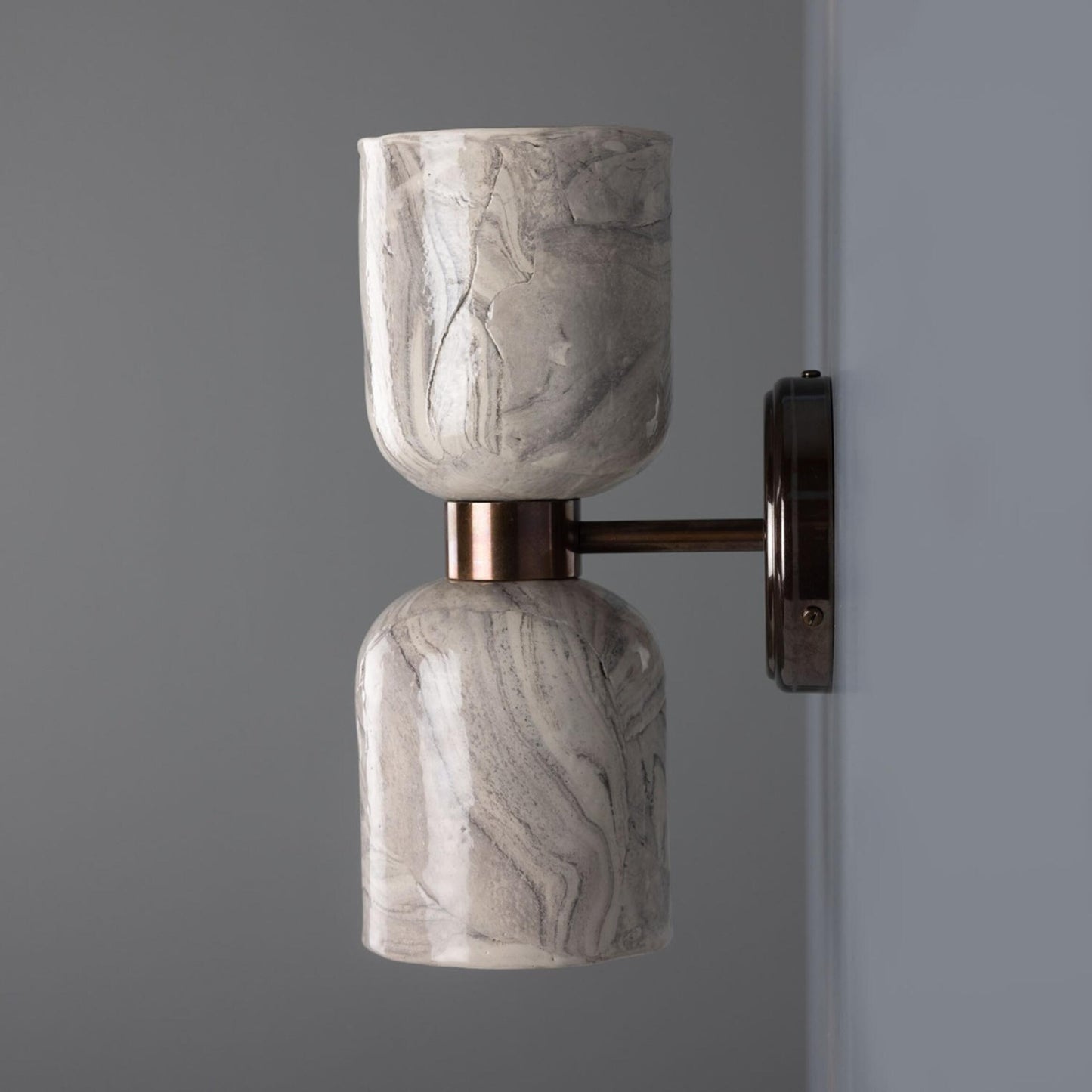 Sakura Marbled Ceramic and Brass Double Wall Light, product shot