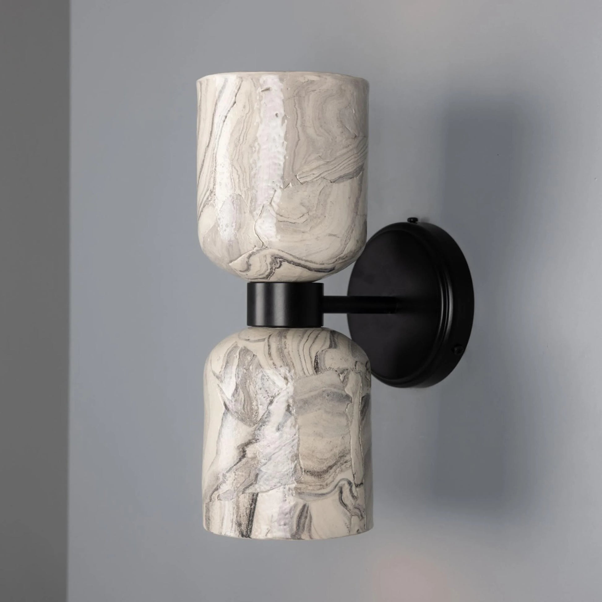 Sakura Marbled Ceramic and Brass Double Wall Light, product shot