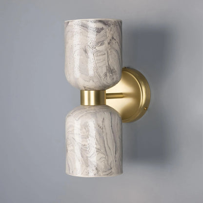 Sakura Marbled Ceramic and Brass Double Wall Light, product shot