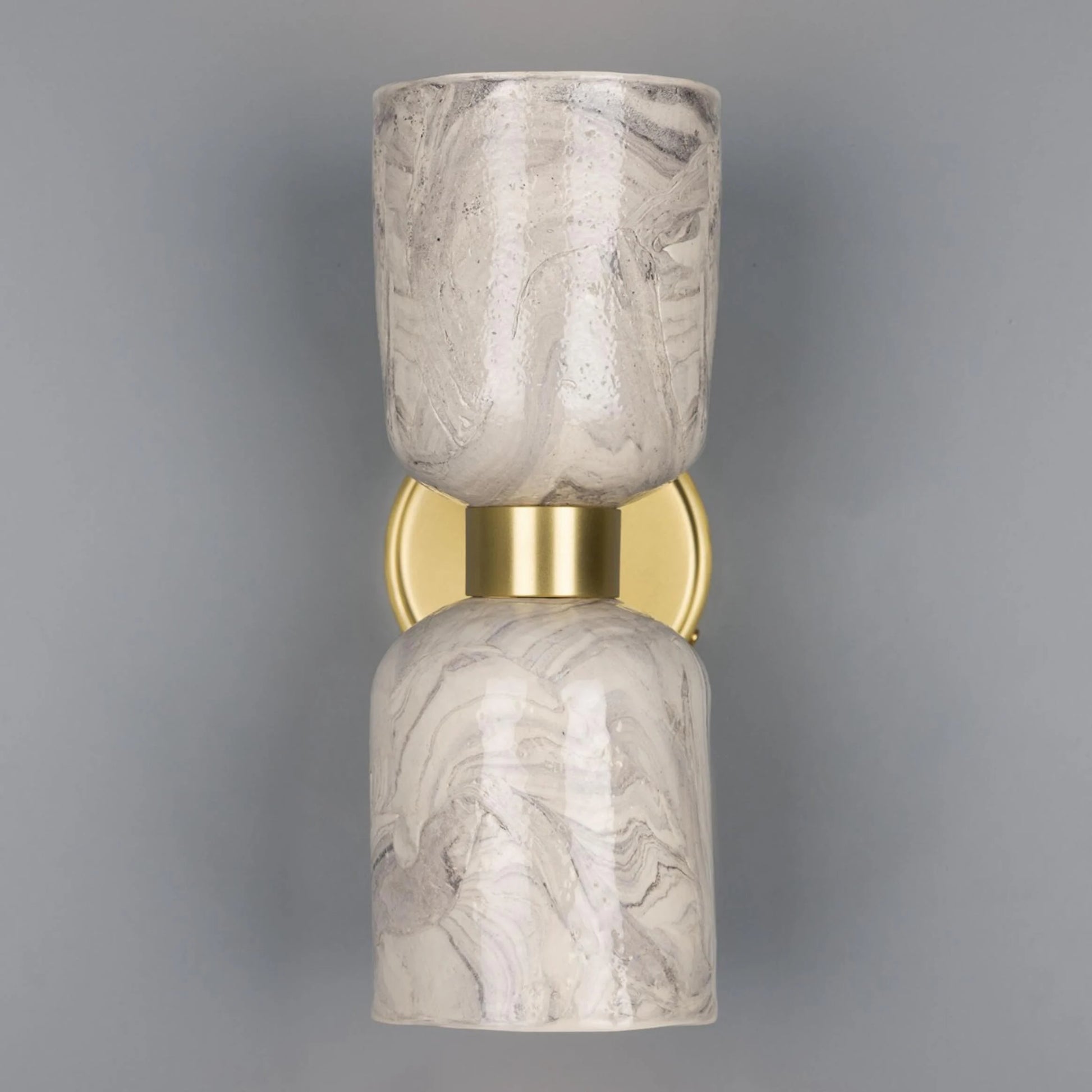 Sakura Marbled Ceramic and Brass Double Wall Light, product shot