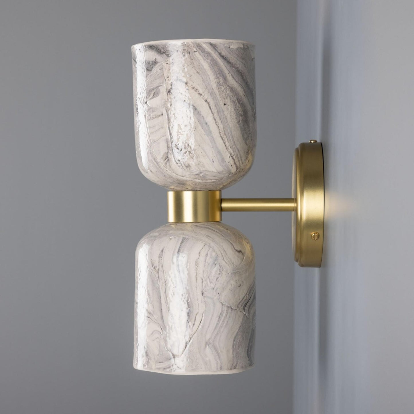 Sakura Marbled Ceramic and Brass Double Wall Light, product shot