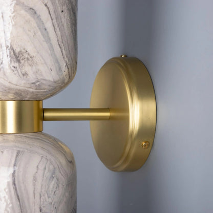 Sakura Marbled Ceramic and Brass Double Wall Light, product shot