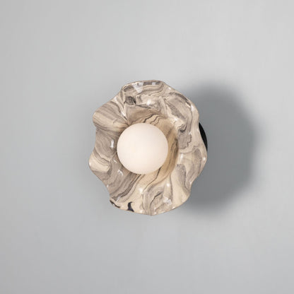 Rivale Wall Light with Wavy Marbled Ceramic Shade, product shot