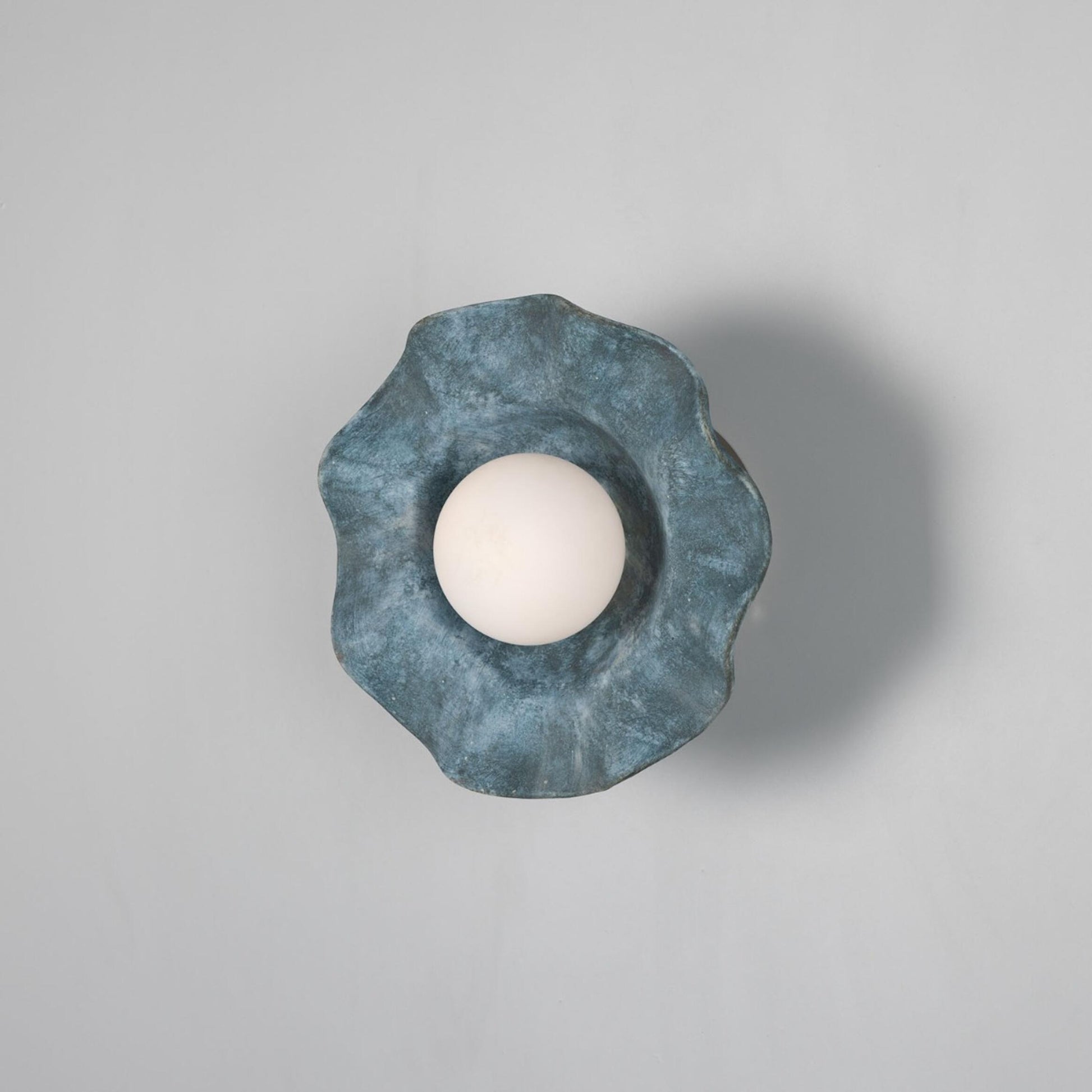 Rivale Wall Light with Wavy Ceramic Shade, Blue Earth, product shot