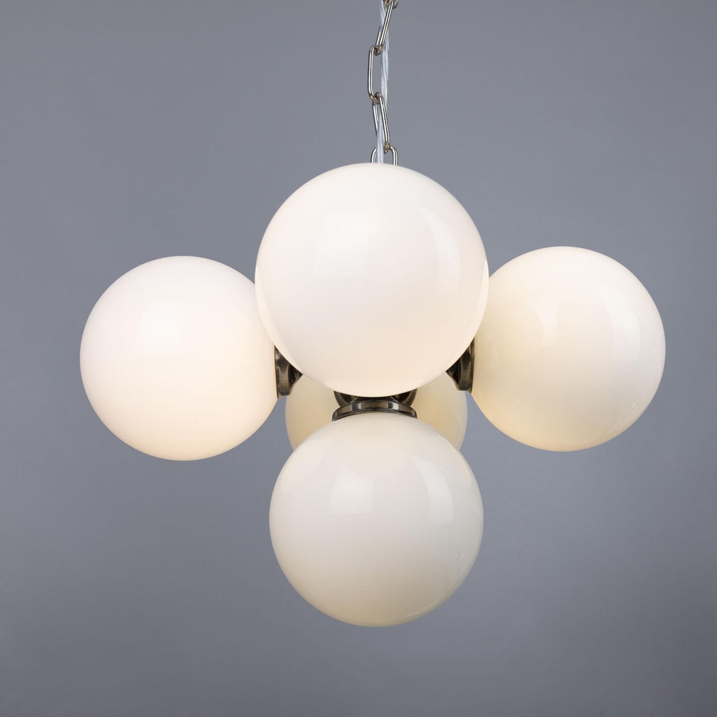 Yaounde Small Opal Globe Chandelier, Five Light, product shot