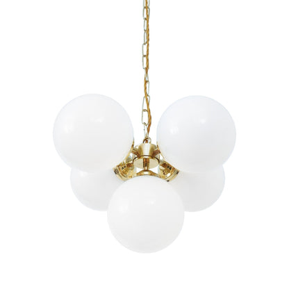 Yaounde Small Opal Globe Chandelier, Five Light, product shot